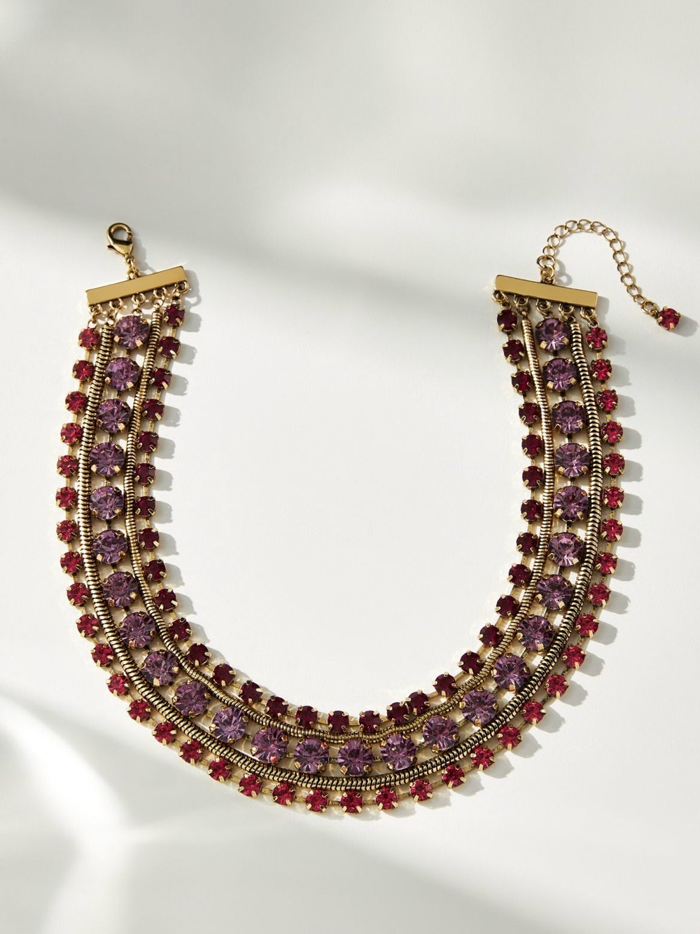 Anthropologie Pink Crystal Multi-Strand Statement Necklace
